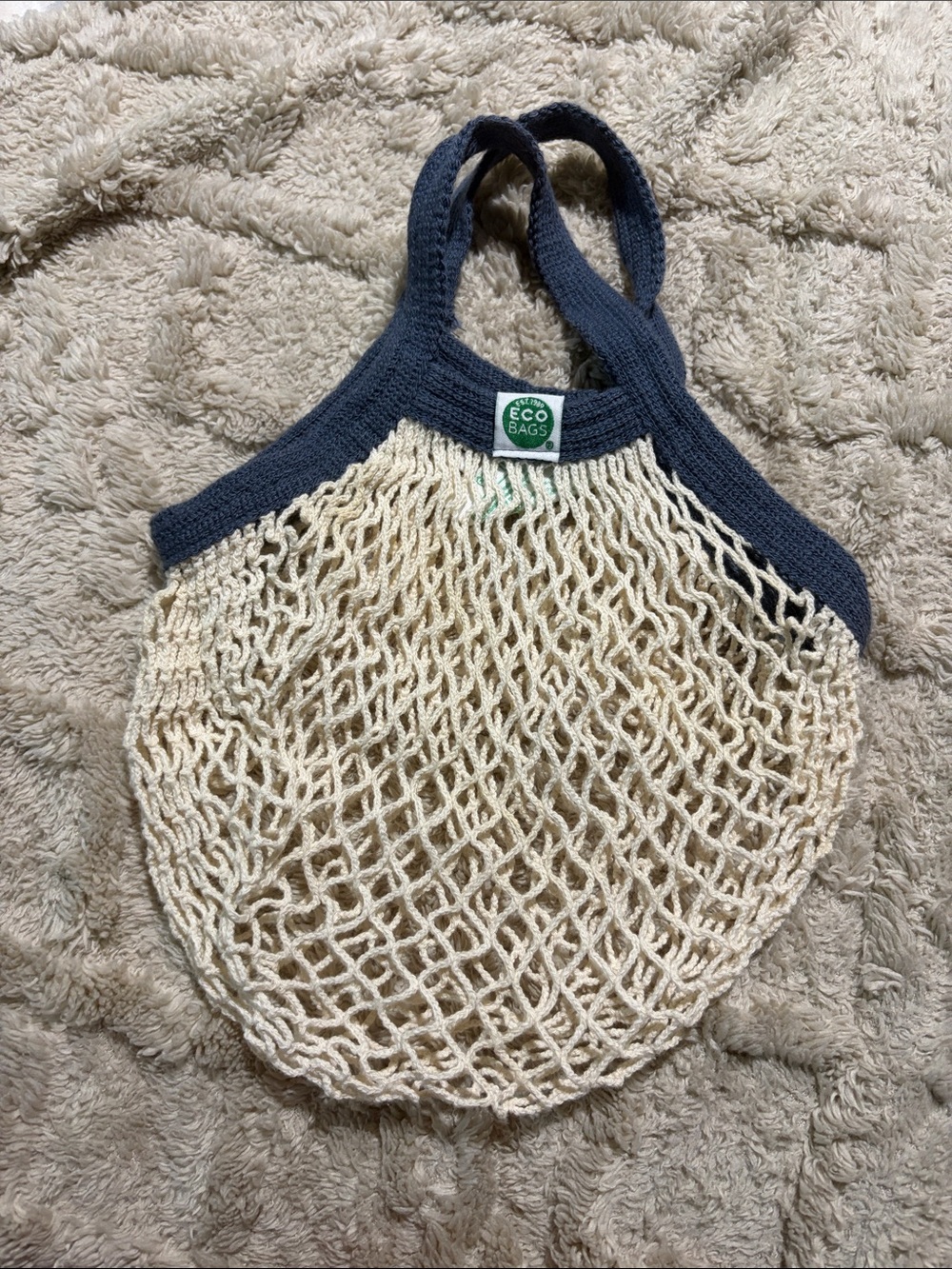 Eco Bags Mesh Market Mini Tote - Navy Trim and Natural Net